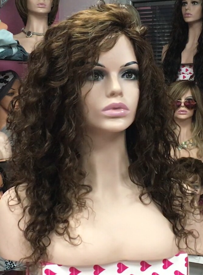 Peluca de cabello rizado natural ADELAIDE color 5 confecc a maquina