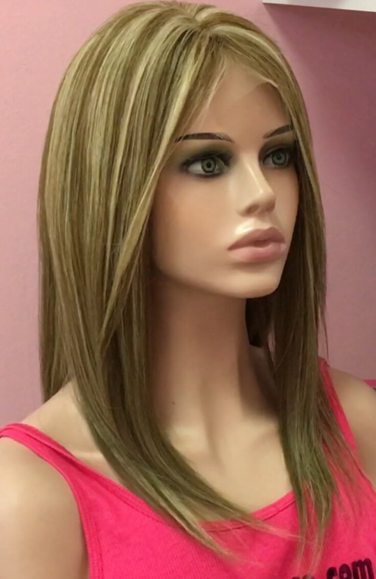 Peluca  natural CLARA color 8SH613 RAYA de TUL transparente efecto piel