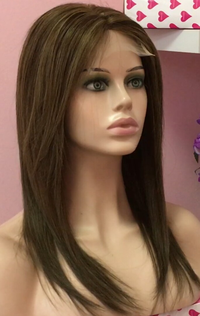 Peluca natural CLARA color 2H6N Top de Tul entero