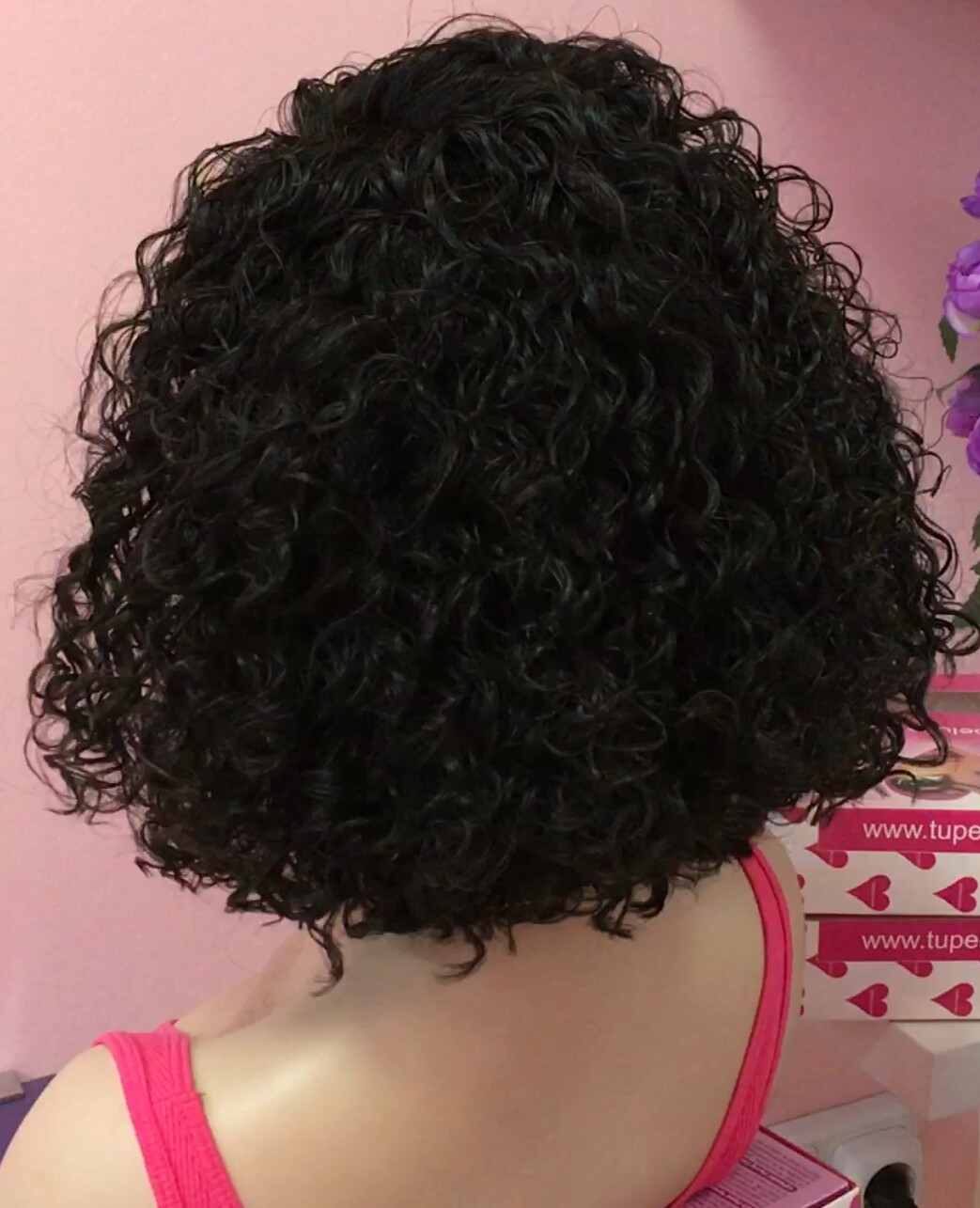 Peluca rizada cabello natural NINONA color 1TOP TUL