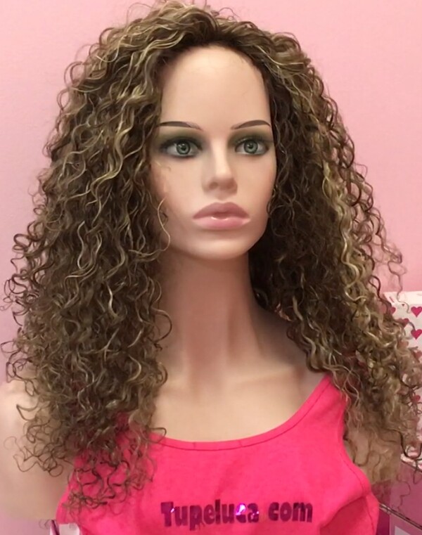 Peluca de pelo rizado natural ADELAIDE 8h613 conf.maquina