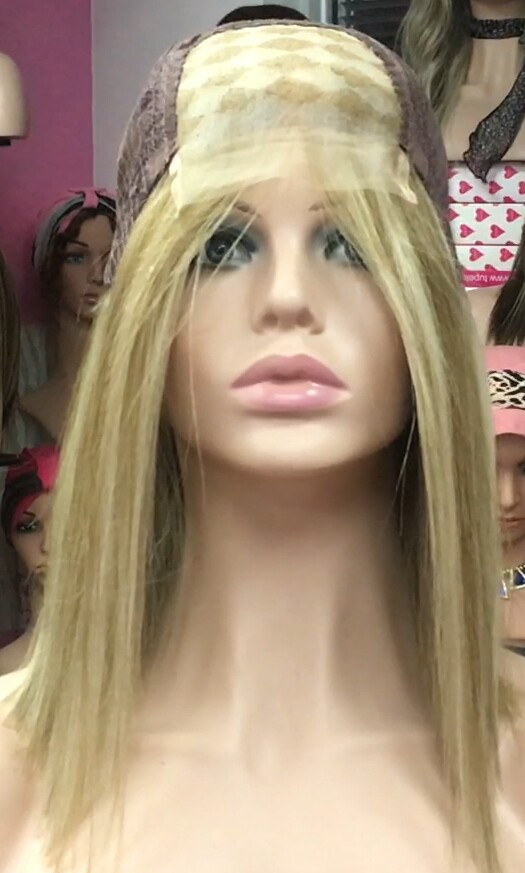 Peluca natural MELANY color 8H18H613 tul entero
