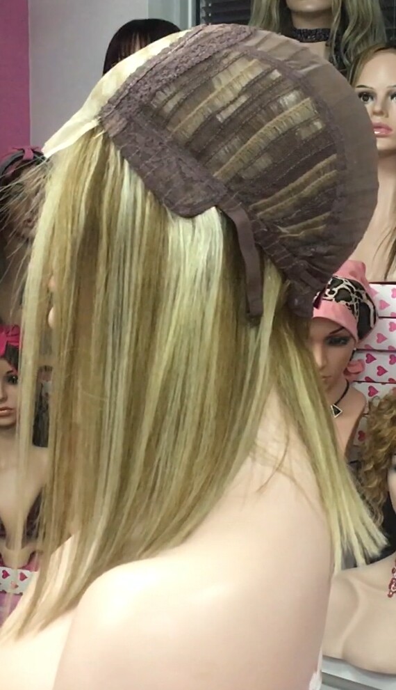 Peluca natural MELANY color 8H18H613 tul entero