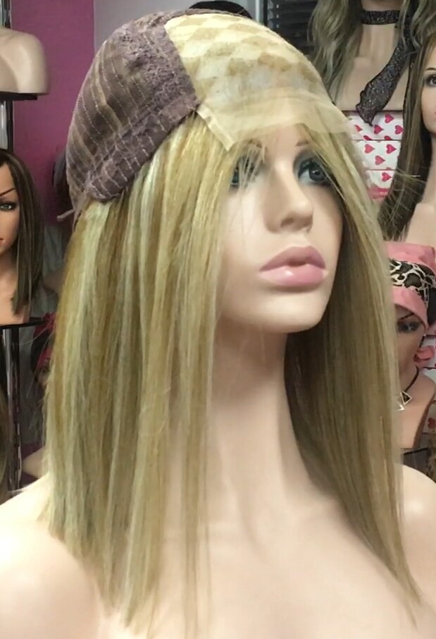 Peluca natural MELANY color 8H18H613 tul entero