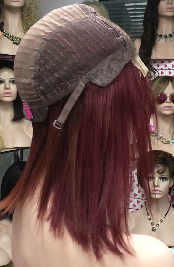 Peluca mediana cabello natural MELANY color 39 BURG tul entero transparente efecto piel