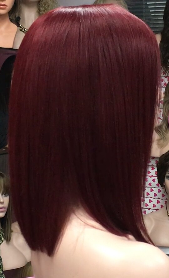 Peluca mediana cabello natural MELANY color 39 BURG tul entero transparente efecto piel