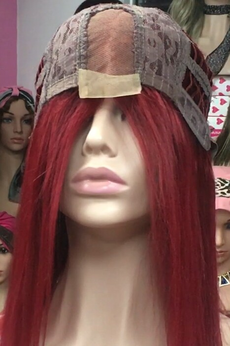 Peluca mediana cabello natural MELANY color 39 BURG raya de tul transparente efecto piel