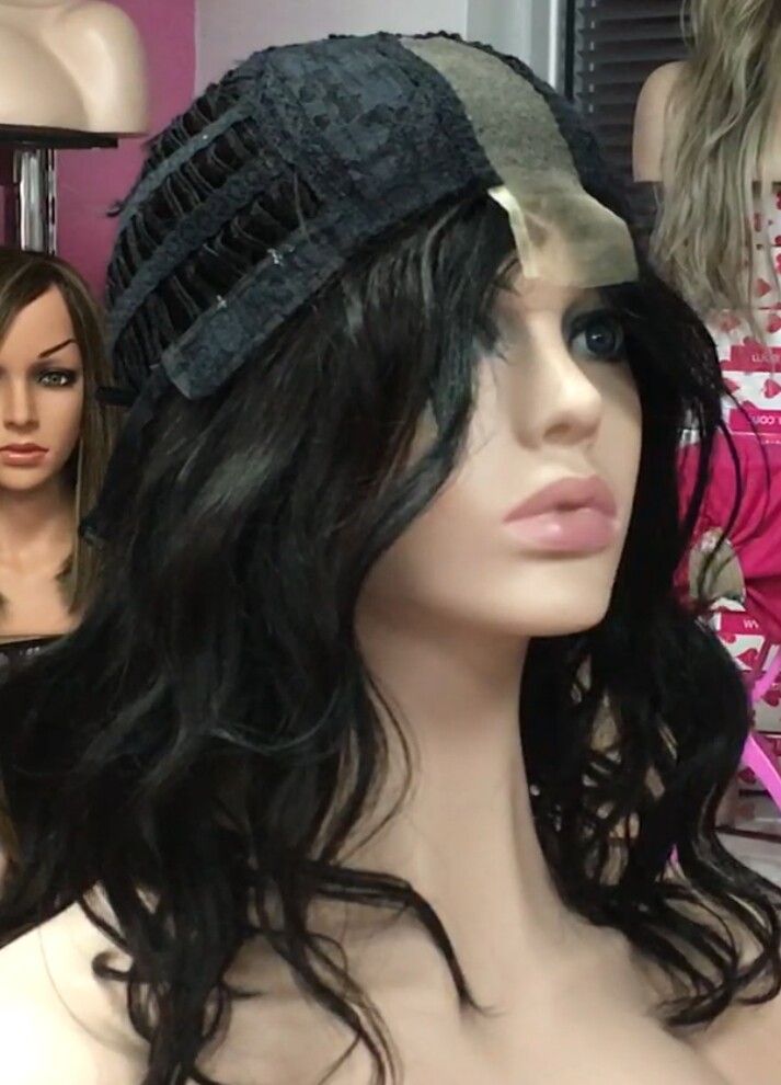 Peluca natural MELISA-Ondas color 1/1B RAYA DE TUL