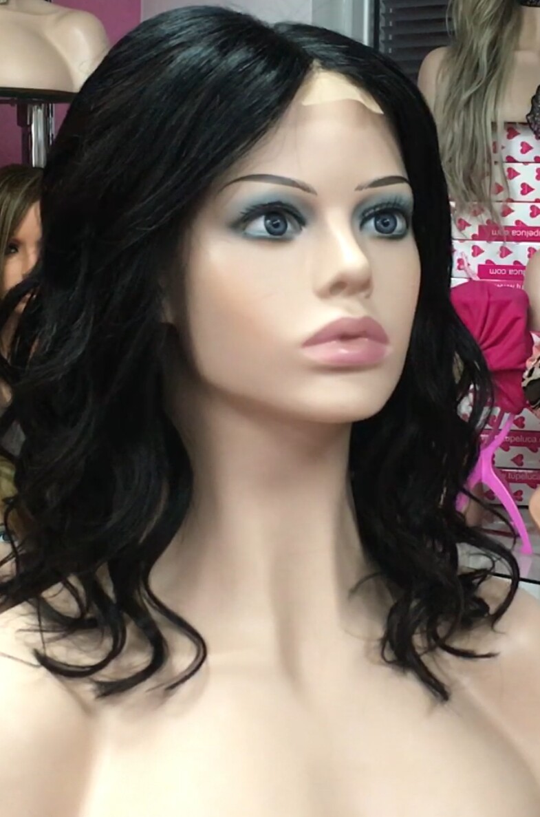 Peluca natural MELISA-Ondas color 1/1B RAYA DE TUL