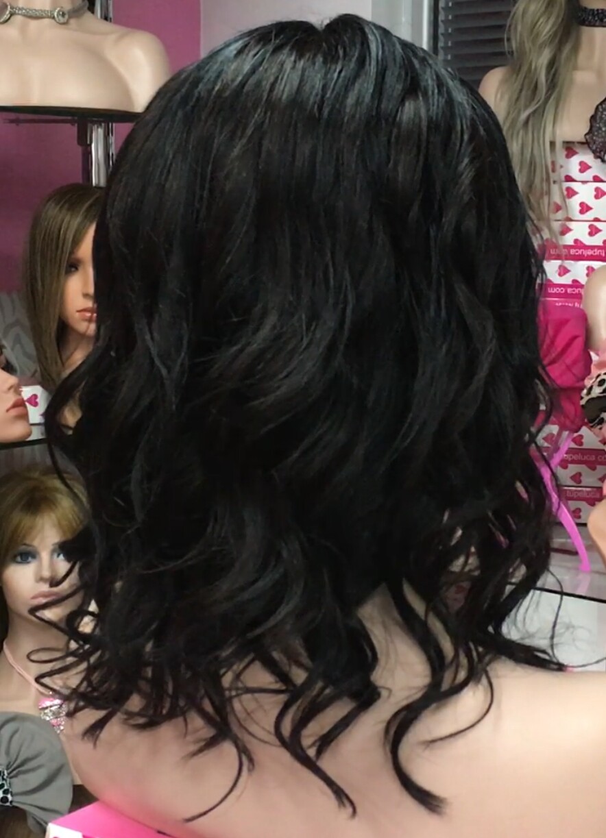 Peluca natural MELISA-Ondas color 1/1B RAYA DE TUL