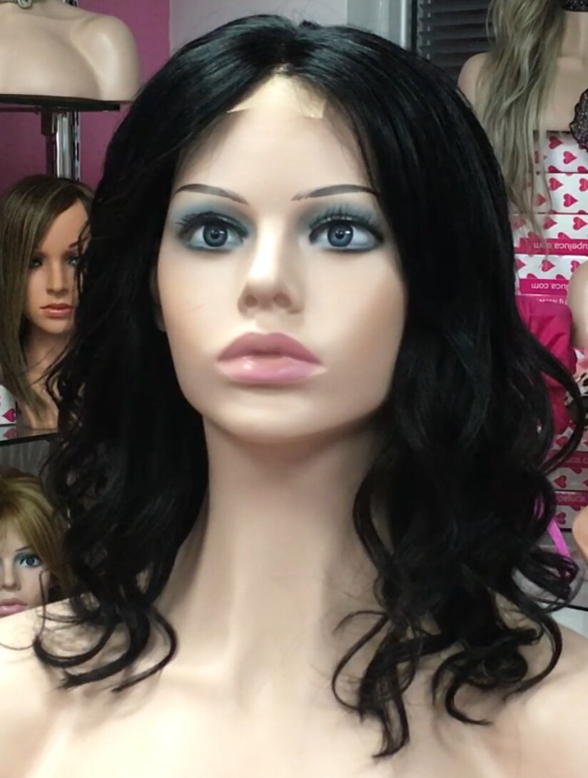 Peluca natural MELISA-Ondas color 1/1B RAYA DE TUL