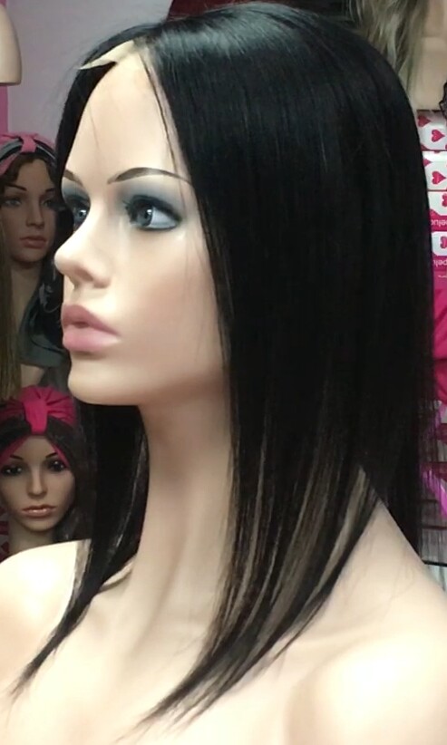 Voluminador cabello natural MINI CLARA color 1 RAYA de tul transparente efecto piel