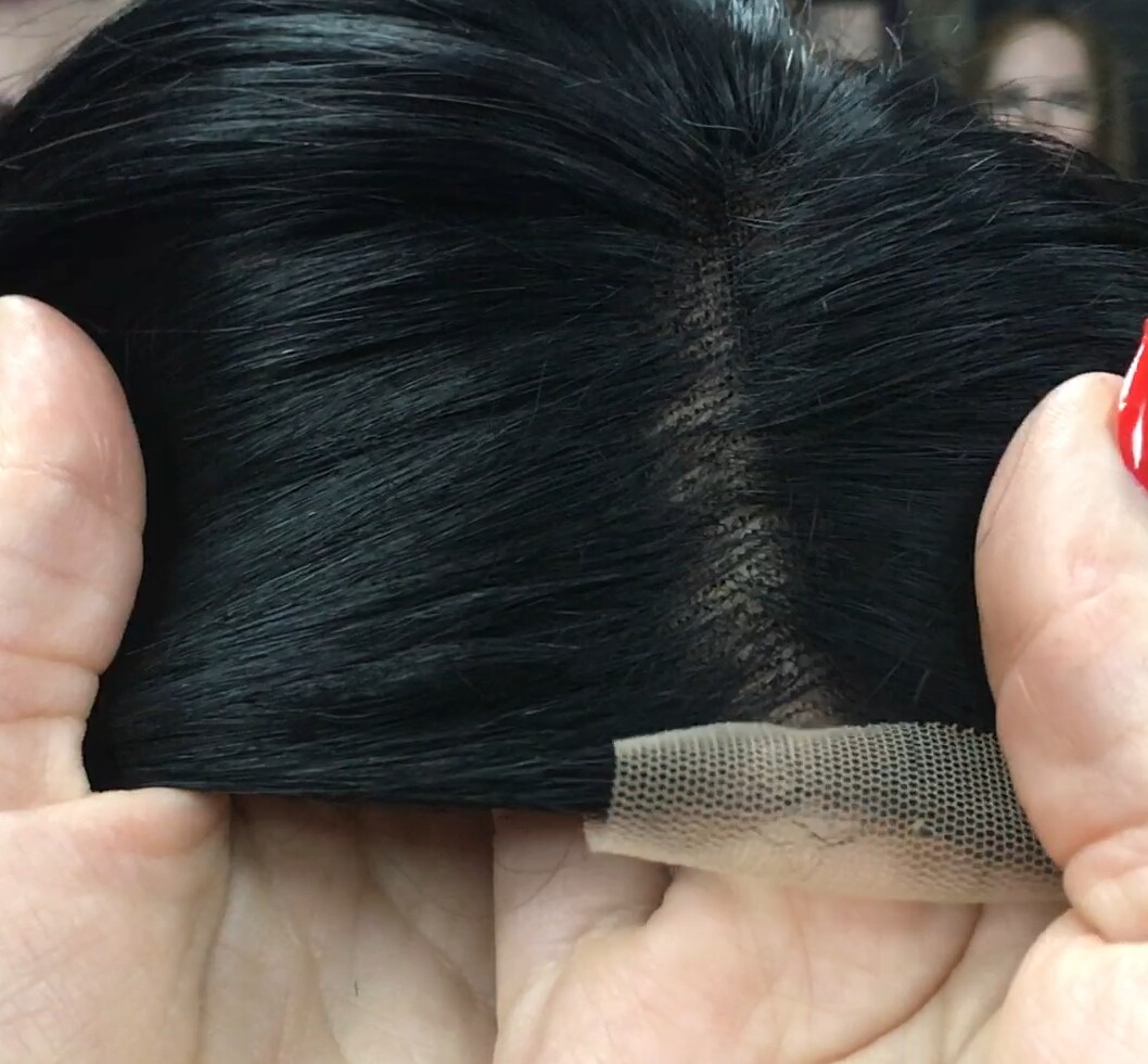 Voluminador cabello natural MINI CLARA color 1 RAYA de tul transparente efecto piel