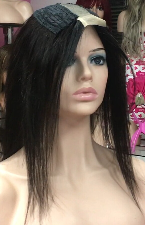 Voluminador cabello natural MINI CLARA color 1 RAYA de tul transparente efecto piel