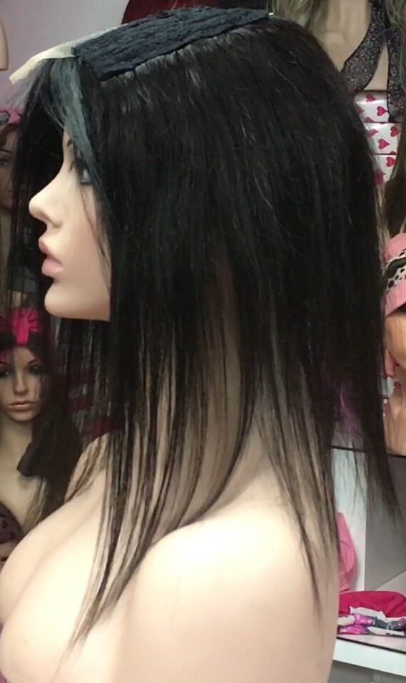 Voluminador cabello natural MINI CLARA color 1 RAYA de tul transparente efecto piel