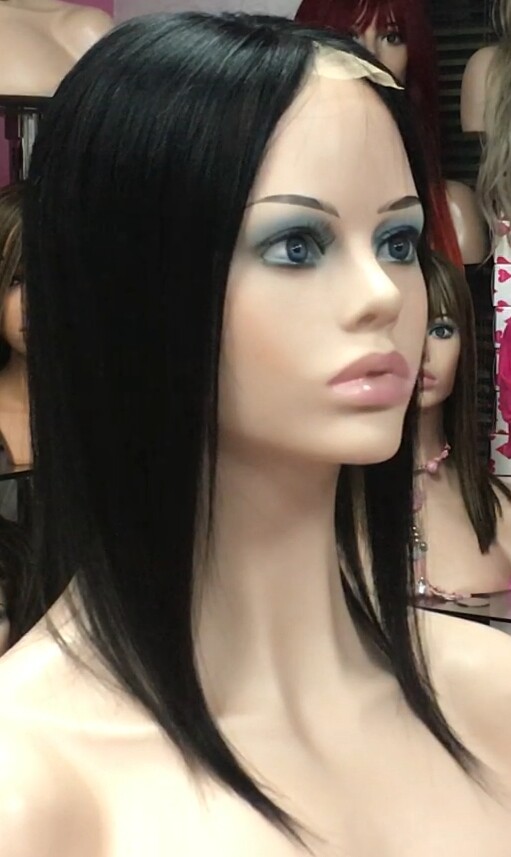 Voluminador cabello natural MINI CLARA color 1 RAYA de tul transparente efecto piel