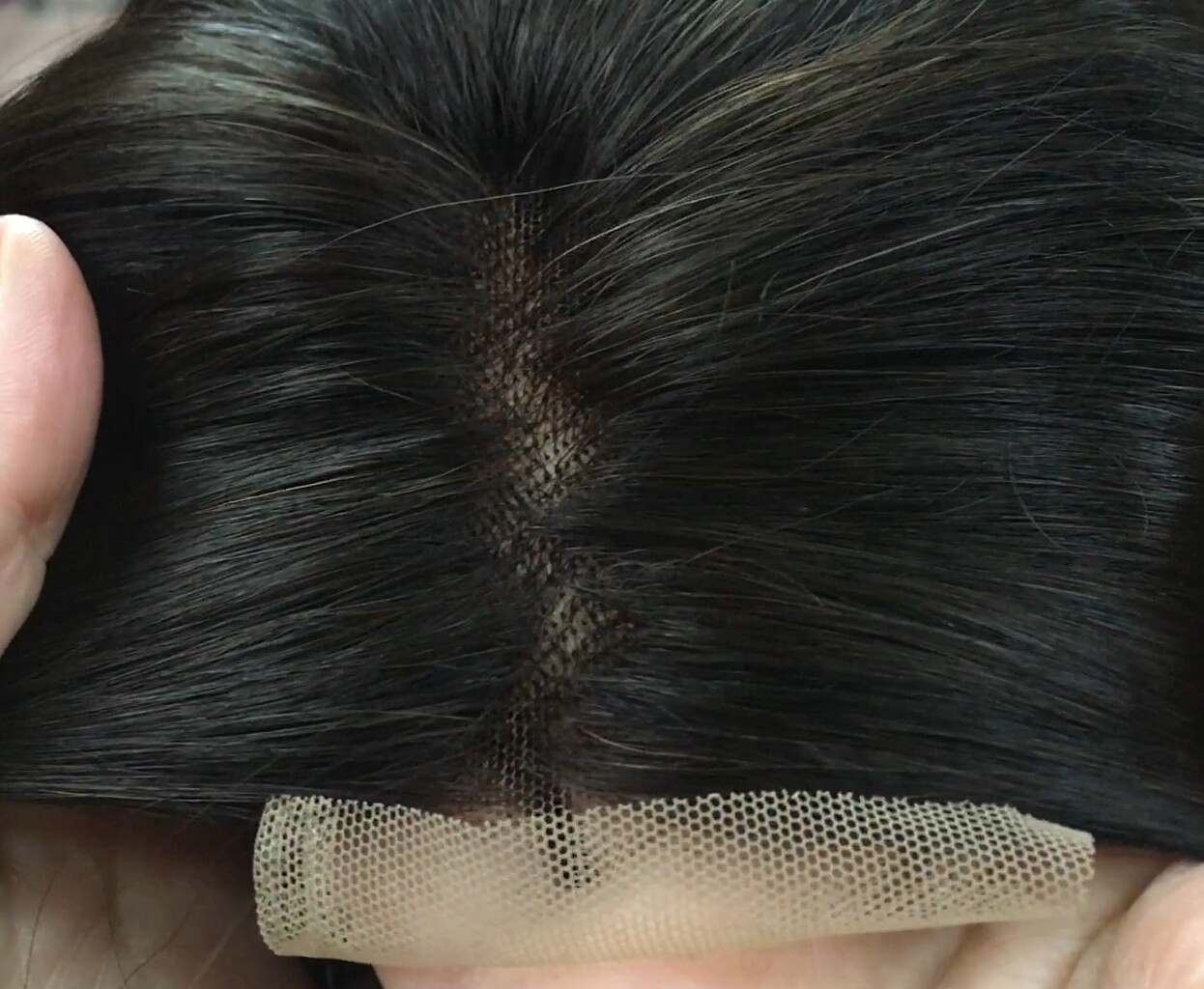 Voluminador cabello natural MINI CLARA color 1B/2 RAYA de tul transparente efecto piel