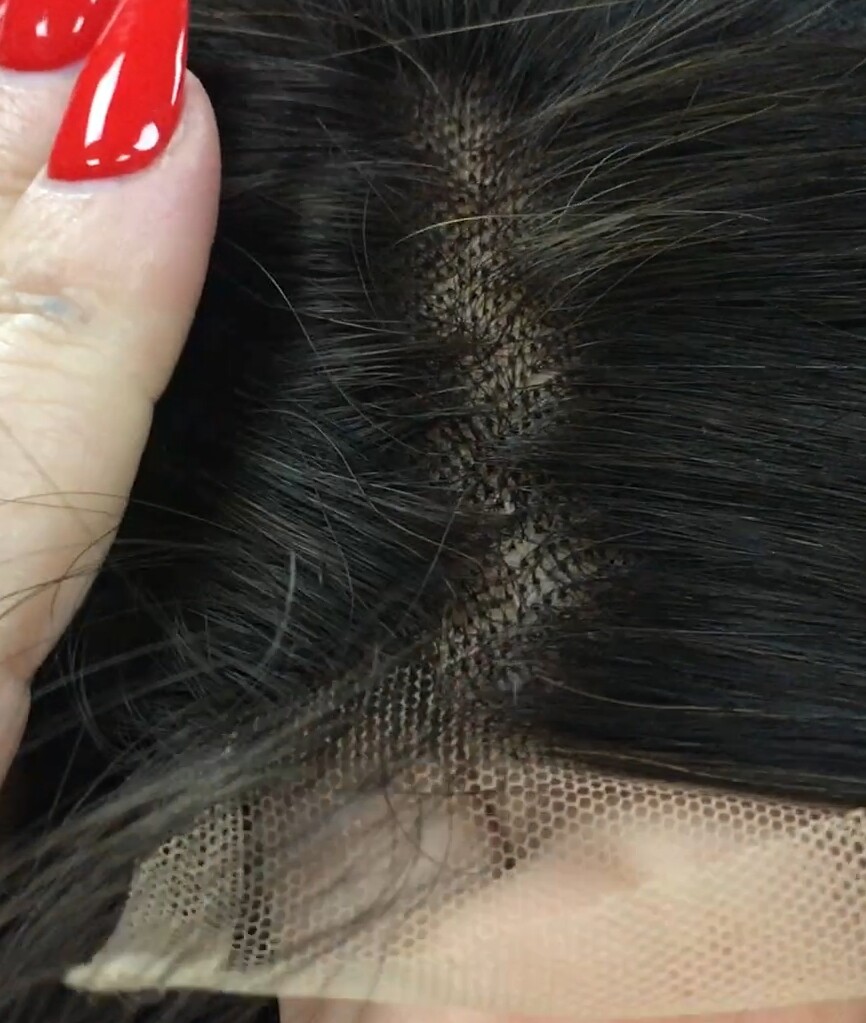 Voluminador cabello natural MINI CLARA color 1B/2 RAYA de tul transparente efecto piel