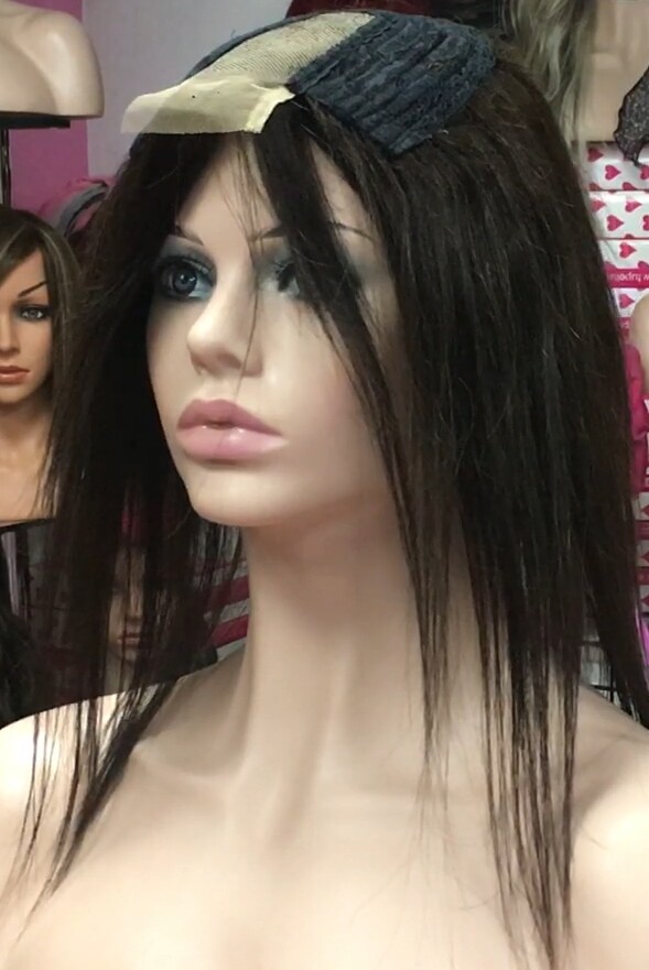 Voluminador cabello natural MINI CLARA color 1B/2 RAYA de tul transparente efecto piel