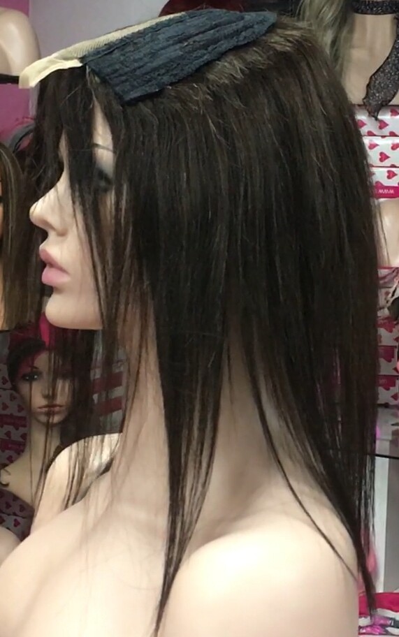 Voluminador cabello natural MINI CLARA color 1B/2 RAYA de tul transparente efecto piel