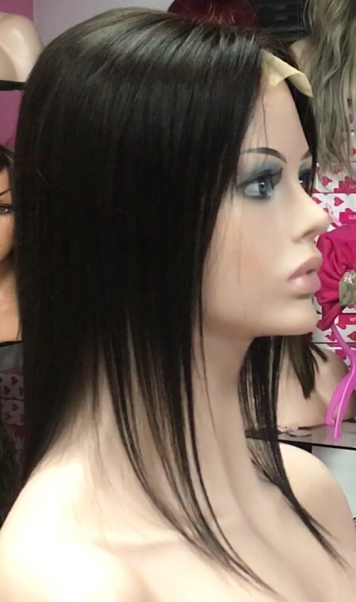 Voluminador cabello natural MINI CLARA color 1B/2 RAYA de tul transparente efecto piel