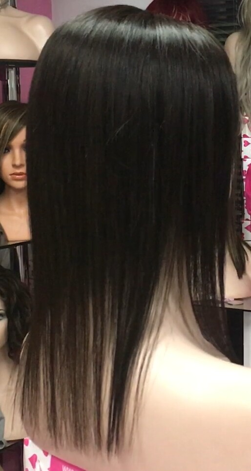 Voluminador cabello natural MINI CLARA color 1B/2 RAYA de tul transparente efecto piel