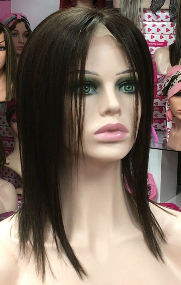Voluminador cabello natural MINI CLARA color 2 RAYA de tul transparente efecto piel