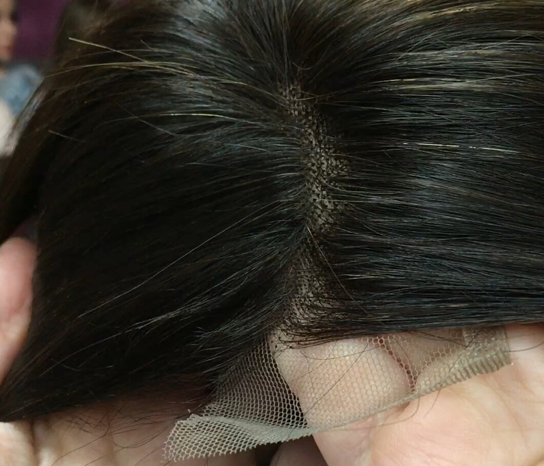 Voluminador cabello natural MINI CLARA color 2 RAYA de tul transparente efecto piel