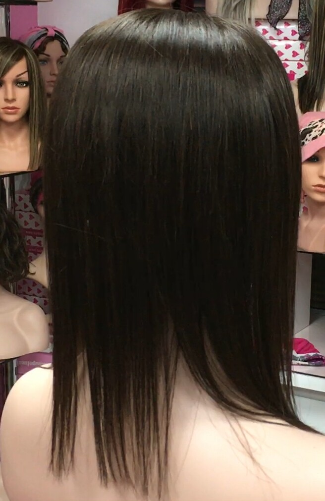Voluminador cabello natural MINI CLARA color 2 RAYA de tul transparente efecto piel