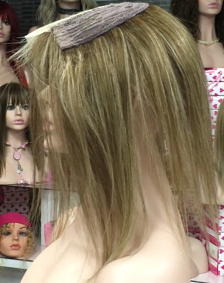 Voluminador cabello natural MINI CLARA color 4H18 RAYA de tul transparente efecto piel