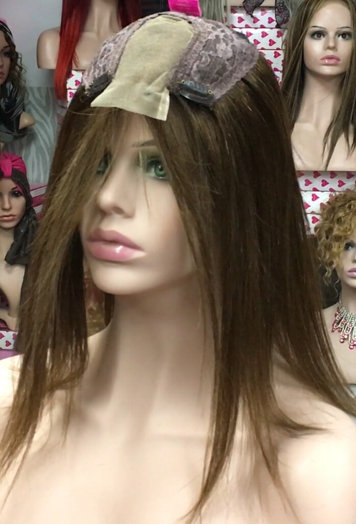Voluminador cabello natural MINI CLARA color 5 RAYA de tul transparente efecto piel
