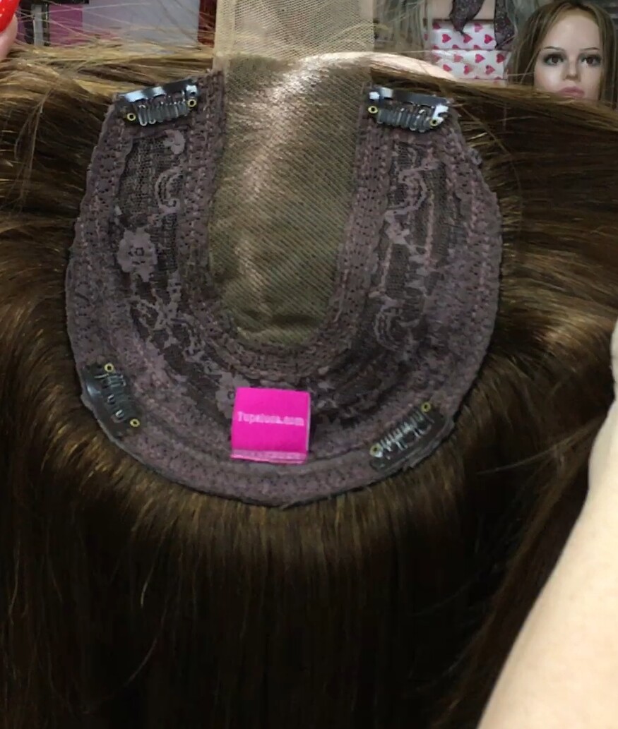 Voluminador cabello natural MINI CLARA color 5 RAYA de tul transparente efecto piel