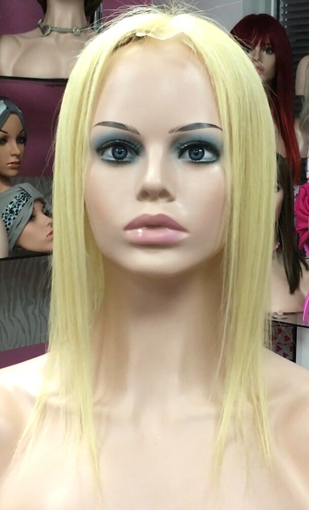 Voluminador cabello natural MINI CLARA color 613 RAYA de tul transparente efecto piel