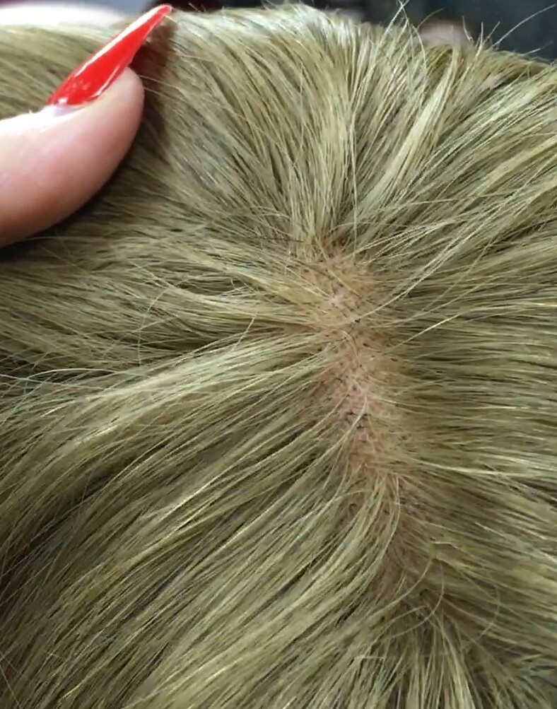 Voluminador cabello natural MINI BELINDA color 8 RAYA de tul transparente efecto piel