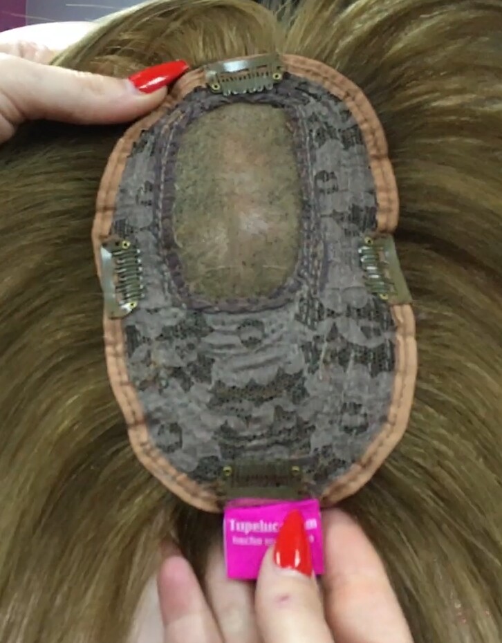 Voluminador cabello natural MINI BELINDA color 8 RAYA de tul transparente efecto piel