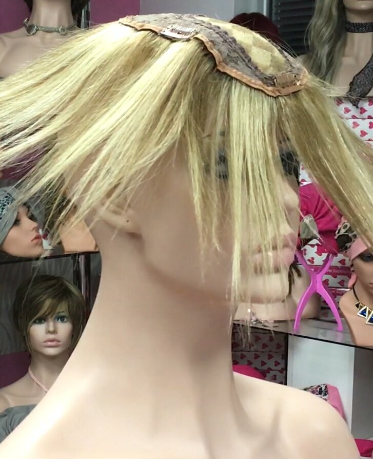Voluminador cabello natural MINI BELINDA color 8H613 RAYA  de tul transparente efecto piel