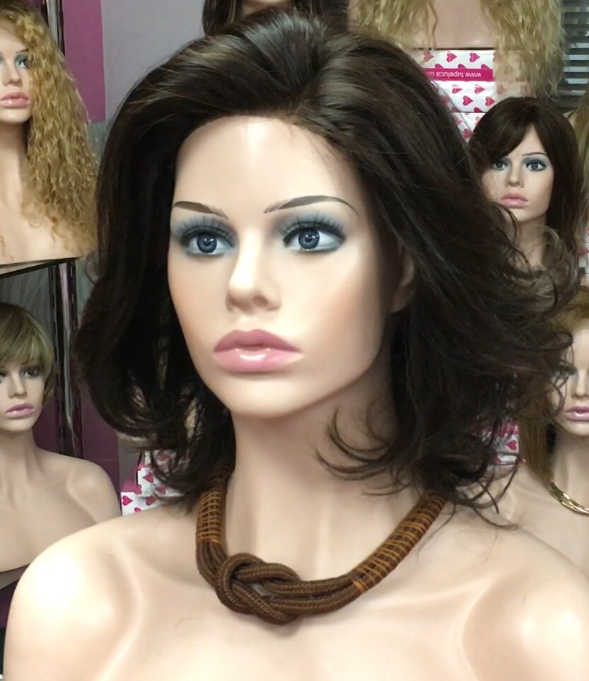 Peluca cabello natural Wendy color 4 FRONTAL TOP TUL