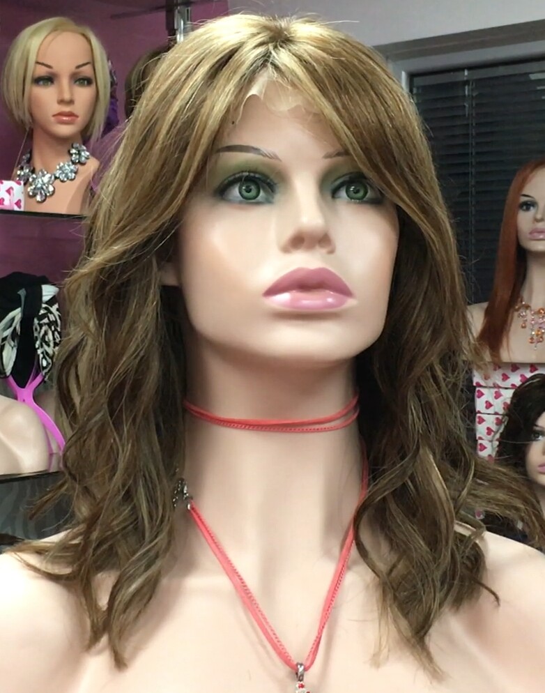Peluca natural MELISA-Ondas color 5h27h8h613 TOP DE TUL transparente efecto piel