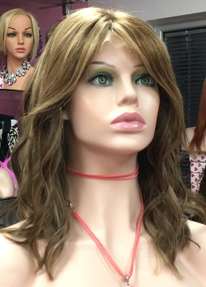 Peluca natural MELISA-Ondas color 5h27h8h613 TOP DE TUL transparente efecto piel