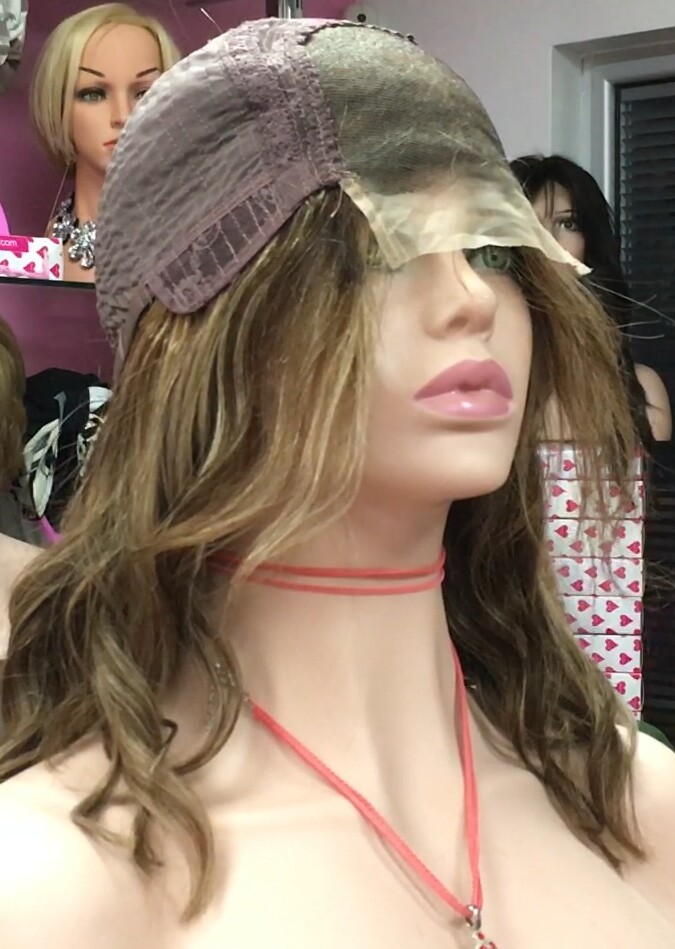 Peluca natural MELISA-Ondas color 5h27h8h613 TOP DE TUL transparente efecto piel