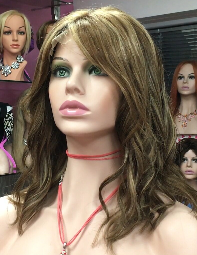 Peluca natural MELISA-Ondas color 5h27h8h613 TOP DE TUL transparente efecto piel
