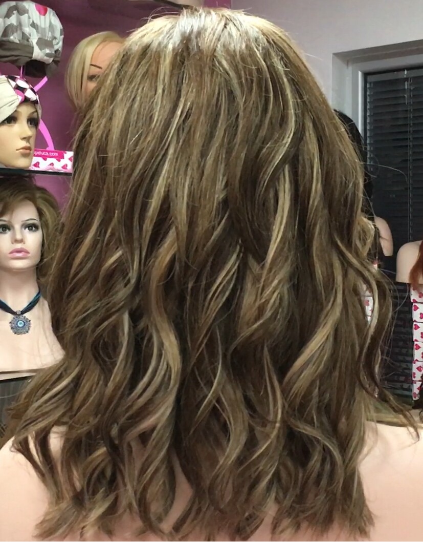 Peluca natural MELISA-Ondas color 5h27h8h613 TOP DE TUL transparente efecto piel