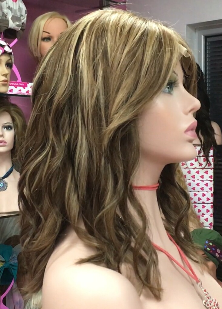 Peluca natural MELISA-Ondas color 5h27h8h613 TOP DE TUL transparente efecto piel