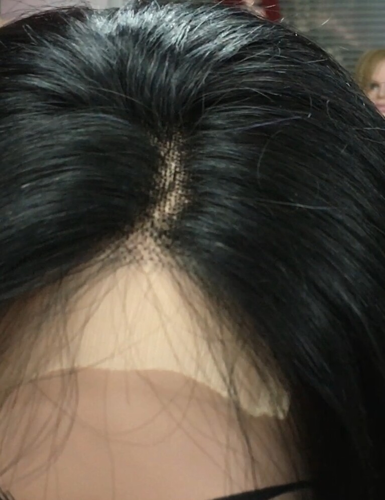 Peluca cabello natural ANABELEN color 1 con top de tul 35-40cm largo