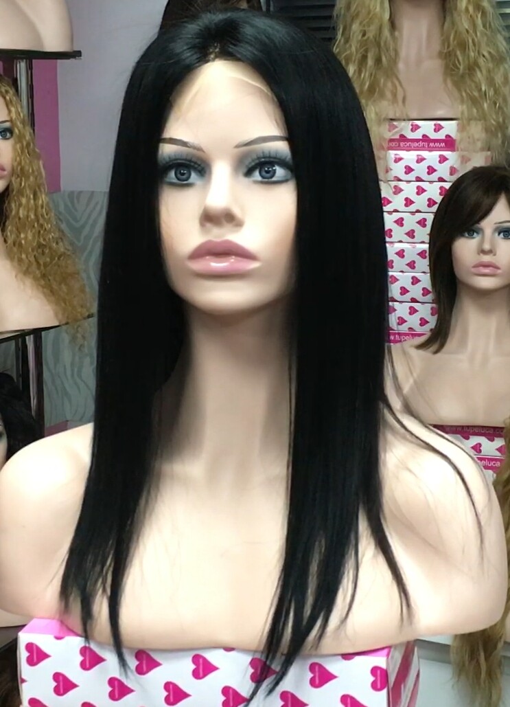 Peluca cabello natural ALEXIS color 1 TOP de TUL ENTERO EXTRA LARGO 35-40 cm