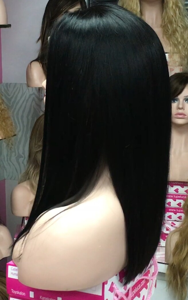 Peluca cabello natural ALEXIS color 1 TOP de TUL ENTERO EXTRA LARGO 35-40 cm