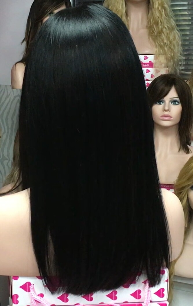 Peluca cabello natural ALEXIS color 1 TOP de TUL ENTERO EXTRA LARGO 35-40 cm