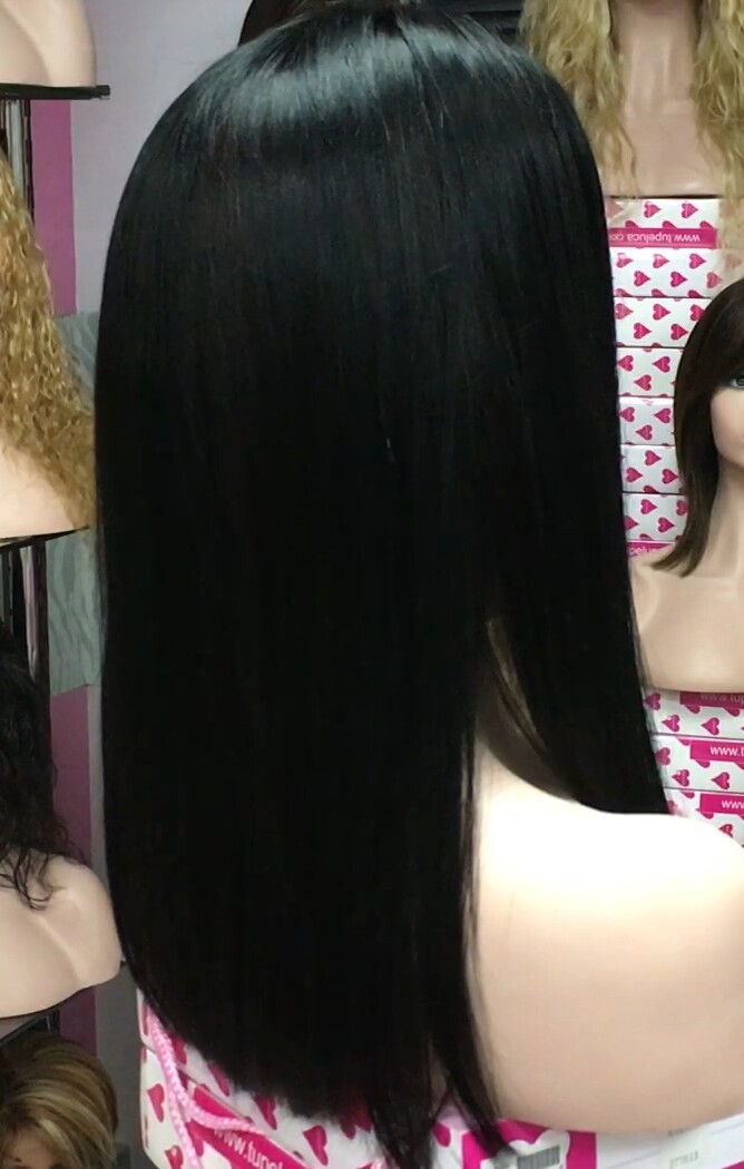 Peluca cabello natural ALEXIS color 1 TOP de TUL ENTERO EXTRA LARGO 35-40 cm