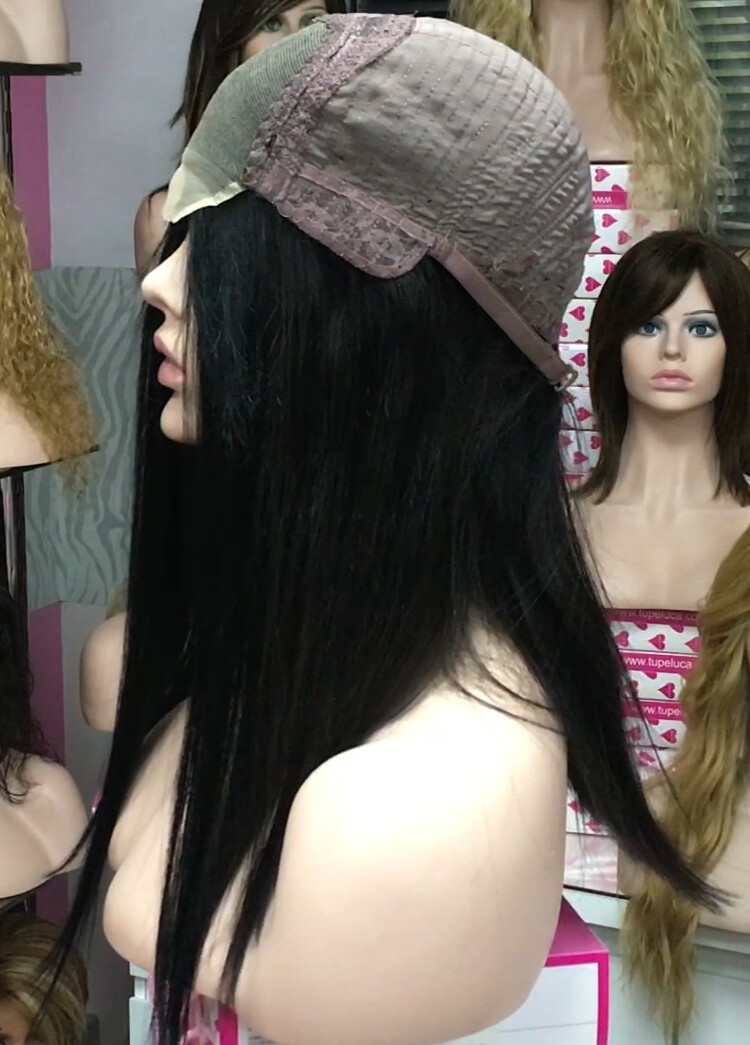 Peluca cabello natural ALEXIS color 1 TOP de TUL ENTERO EXTRA LARGO 35-40 cm