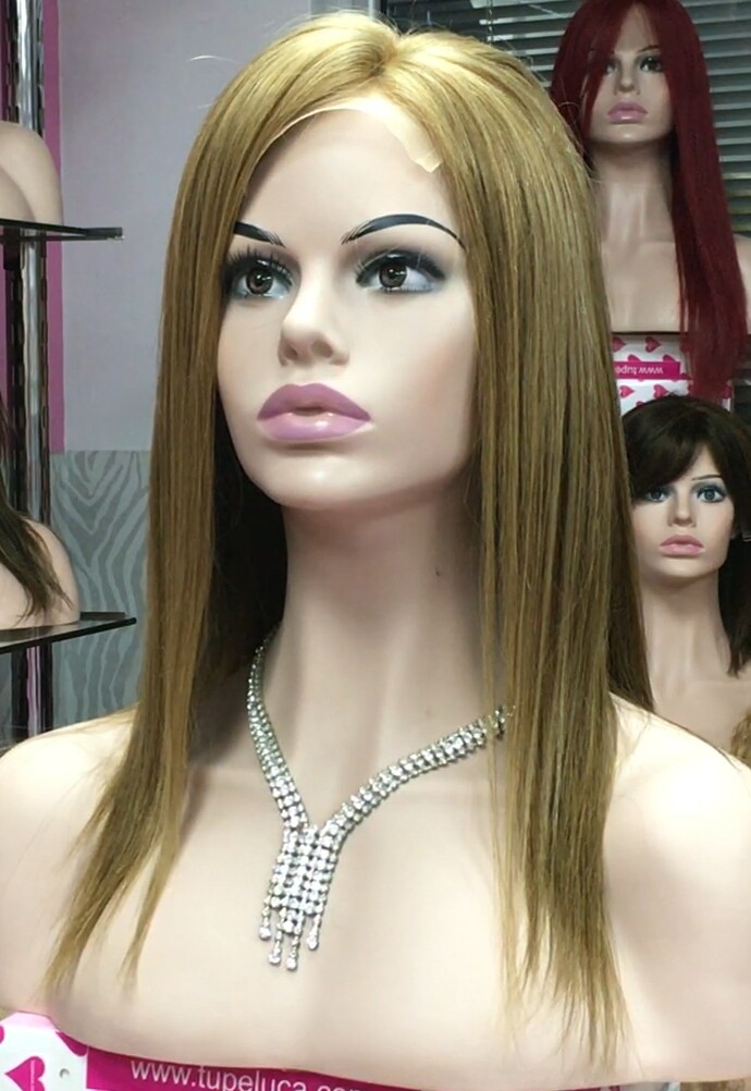 Peluca cabello natural ALEXIS color 8.14 TOP de TUL ENTERO EXTRA LARGO 35-40 cm